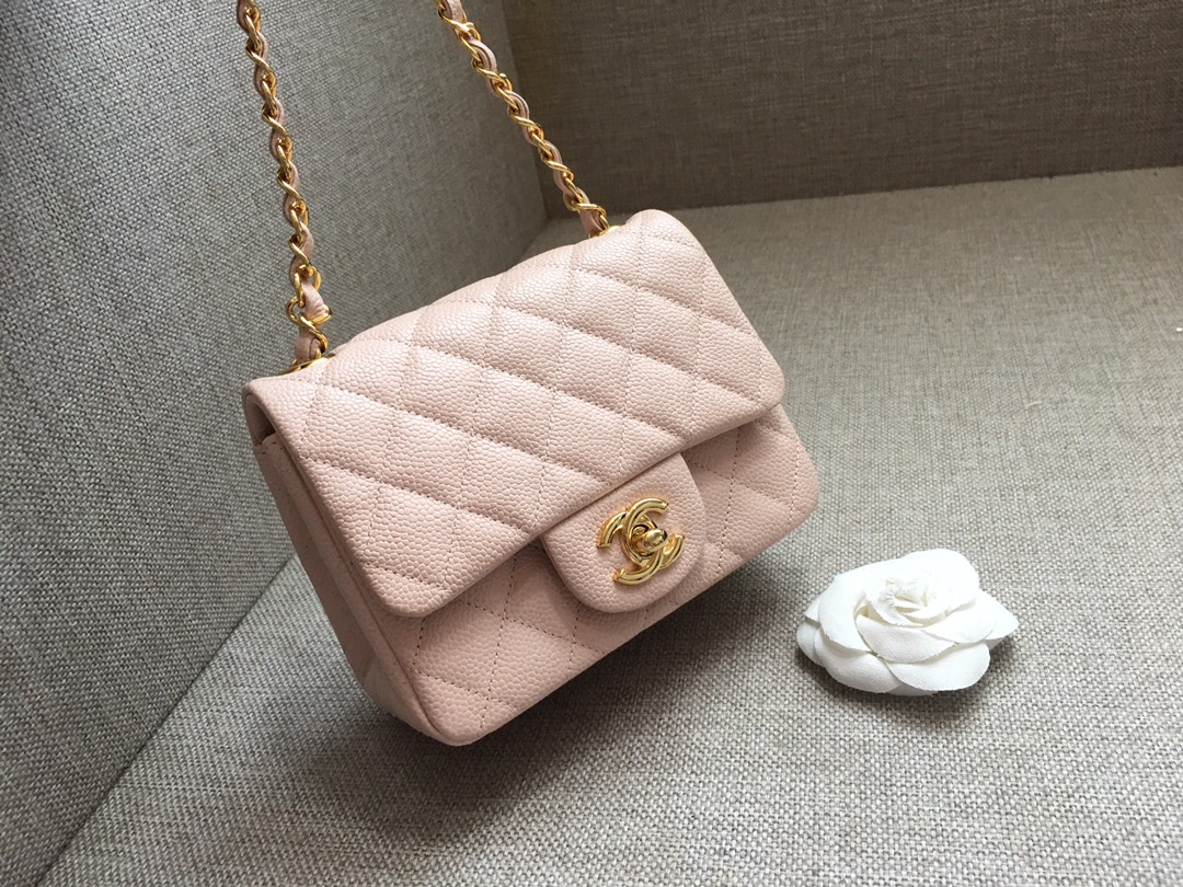 Mini Classic Flap Caviar Bag A01115 Pink/Gold